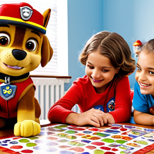 **

A group of children playing a Paw Patrol themed counting game with Paw Patrol figurines. Focus on the learning aspect, showing happy and engaged children with numbered cards and the figurines.  A cozy, brightly lit room.

**