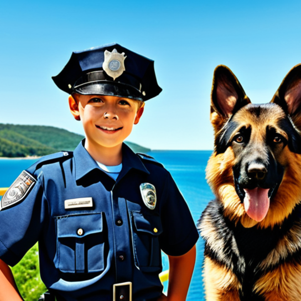 Ryder and Chase**

"Ryder, a young boy in a professional, fully clothed adventure outfit, standing next to Chase, a German Shepherd puppy in a police uniform, fully clothed. Background: A sunny day in Adventure Bay with the Lookout tower visible. Safe for work, appropriate content, perfect anatomy, natural proportions, professional illustration, family-friendly."

**