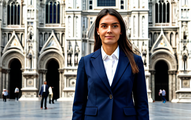 퍼피구조대 시청 연령대 분석 - Professional Businesswoman in Milan**
"A professional businesswoman in a modest business suit, stan...