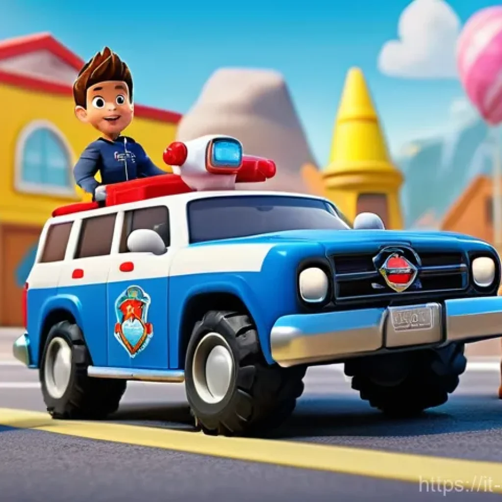 퍼피구조대 미디어 믹스 전략 - A vibrant and dynamic animated scene featuring the entire PAW Patrol team: Chase the German Shepherd...