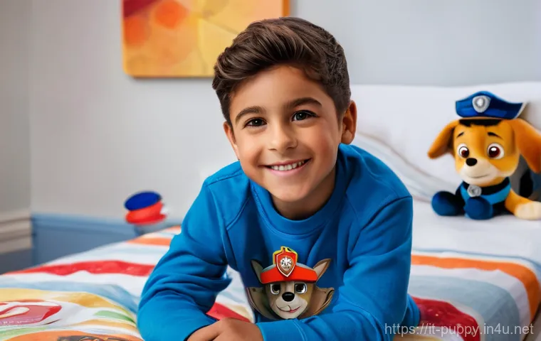 퍼피구조대 미디어 믹스 전략 - A vibrant and dynamic animated scene featuring the entire PAW Patrol team: Chase the German Shepherd...