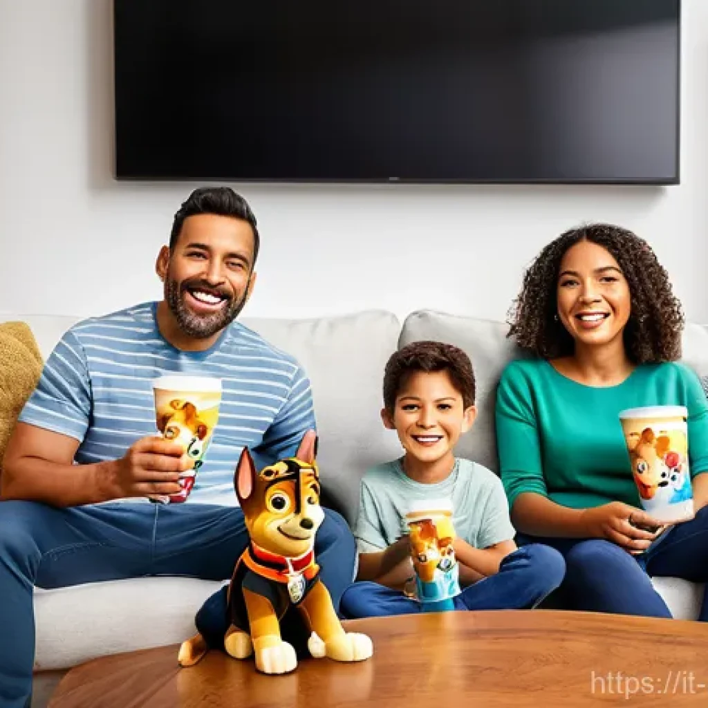 퍼피구조대 스트리밍 서비스 목록 - **Prompt:** A cozy, warm-lit living room in an Italian home, decorated with subtle PAW Patrol themed...