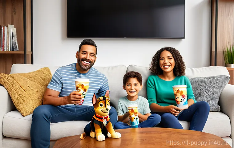 퍼피구조대 스트리밍 서비스 목록 - **Prompt:** A cozy, warm-lit living room in an Italian home, decorated with subtle PAW Patrol themed...