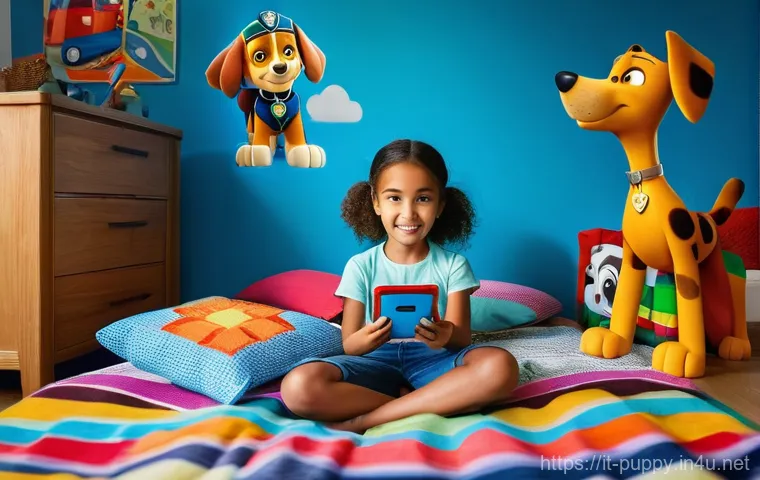 퍼피구조대 스트리밍 서비스 목록 - **Prompt:** A cozy, warm-lit living room in an Italian home, decorated with subtle PAW Patrol themed...