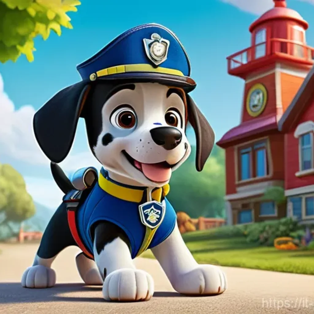 퍼피구조대 대중성과 작품성 - **Prompt:** A vibrant, dynamic illustration depicting Ryder and a few PAW Patrol pups in action, res...