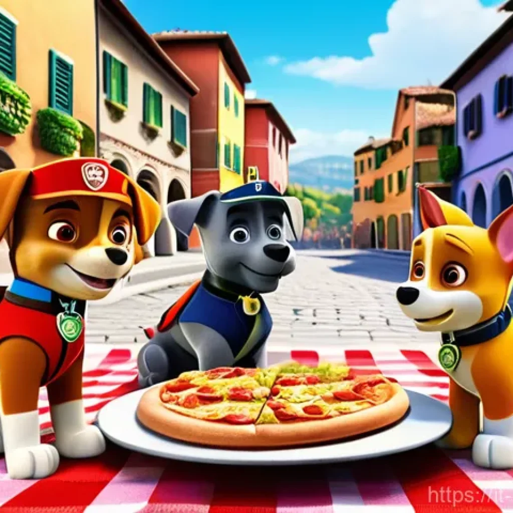 퍼피구조대 방영 국가별 차이점 - A vibrant, cheerful cartoon scene depicting Ryder and the Paw Patrol pups (Chase, Marshall, Skye, Ru...