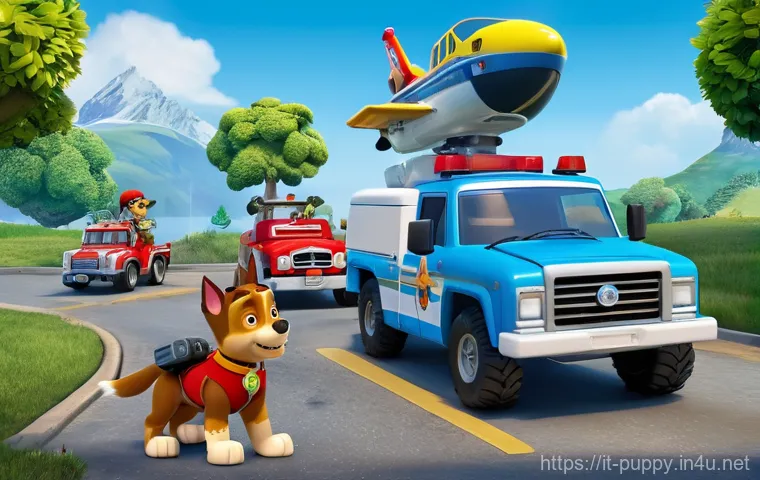 퍼피구조대 팬덤 트렌드 분석 - **"Adventure Bay Teamwork: Saving the Day"**
A vibrant and dynamic scene depicting Ryder and the...