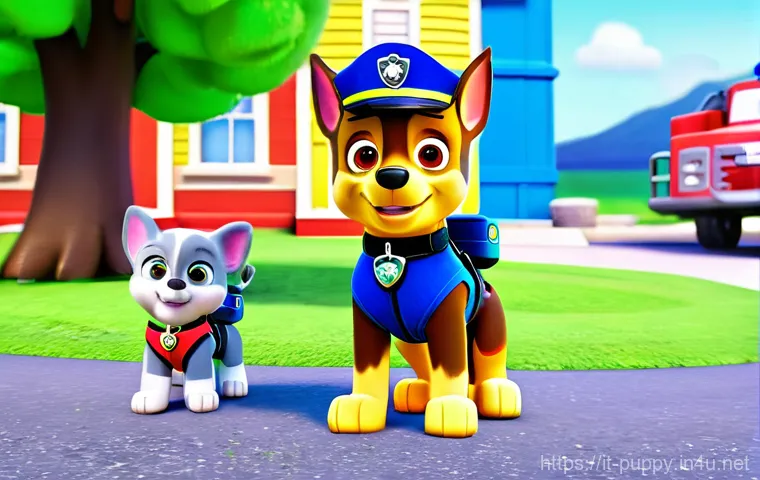 퍼피구조대의 글로벌 팬덤 - **A thrilling Paw Patrol rescue mission in Adventure Bay.** Chase, the police pup, is bravely leadin...
