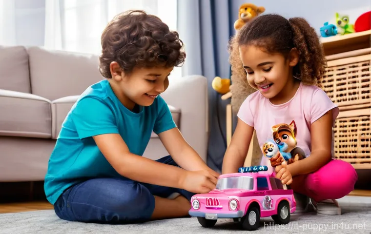 퍼피구조대 캐릭터 디자이너의 의도 - A vibrant and dynamic illustration of the entire Paw Patrol team &ndash; Chase, Marshall, Skye, Rubble, Ro...