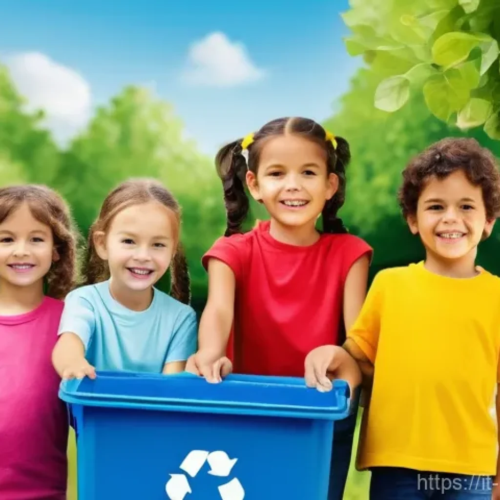 퍼피구조대의 지속가능성 메시지 - **Prompt 1: Cheerful Community Recycling**
    "A vibrant and colorful scene featuring a group of 6-...
