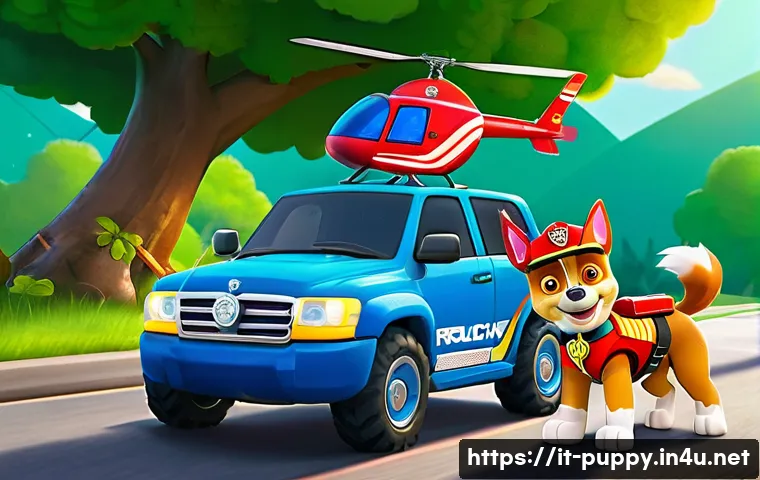 퍼피구조대 미디어 비평 - **Prompt:** A vibrant, dynamic illustration of the Paw Patrol team actively engaged in a safe, light...