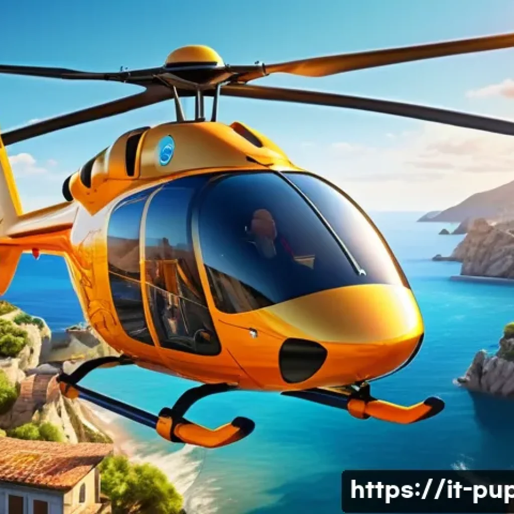 퍼피구조대 스카이와 역할의 중요성 - A vibrant and dynamic scene featuring Sky, the animated puppy character, piloting her sleek, high-te...