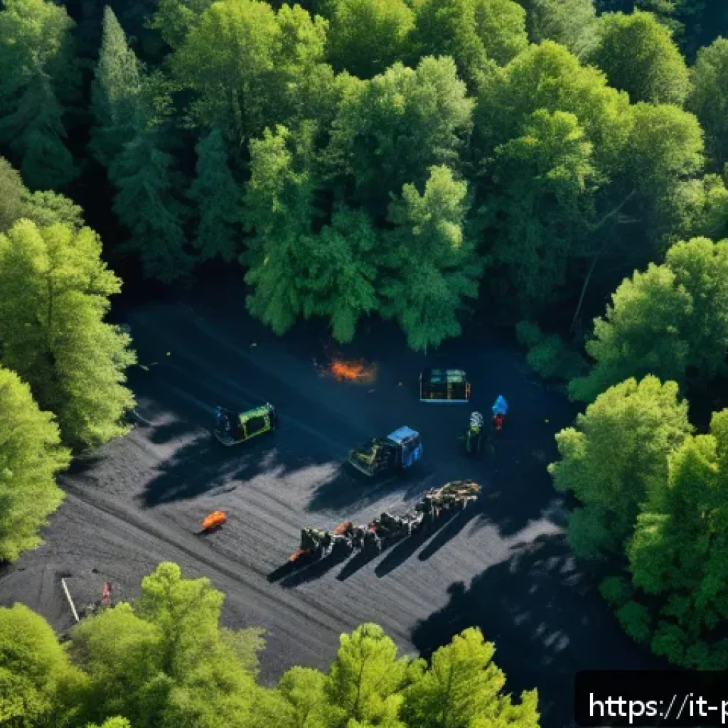 퍼피구조대와 자연 보호 활동 - A detailed aerial scene of an Italian forest at risk of wildfire, captured by drones equipped with e...